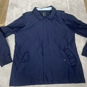 Nike Jacket Mens XL Navy Blue Standard Fit Full Zip Lightweight Windbreaker Coat